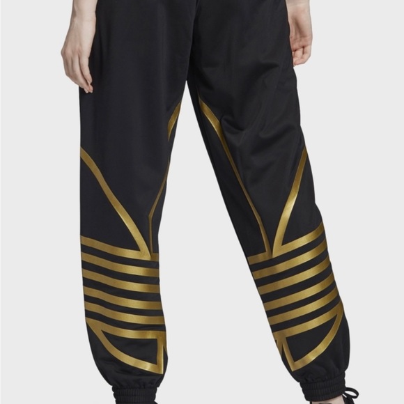 Adidas ORIGINAL Women’s Logo Track Pants Size Small Black/Gold - Picture 4 of 13